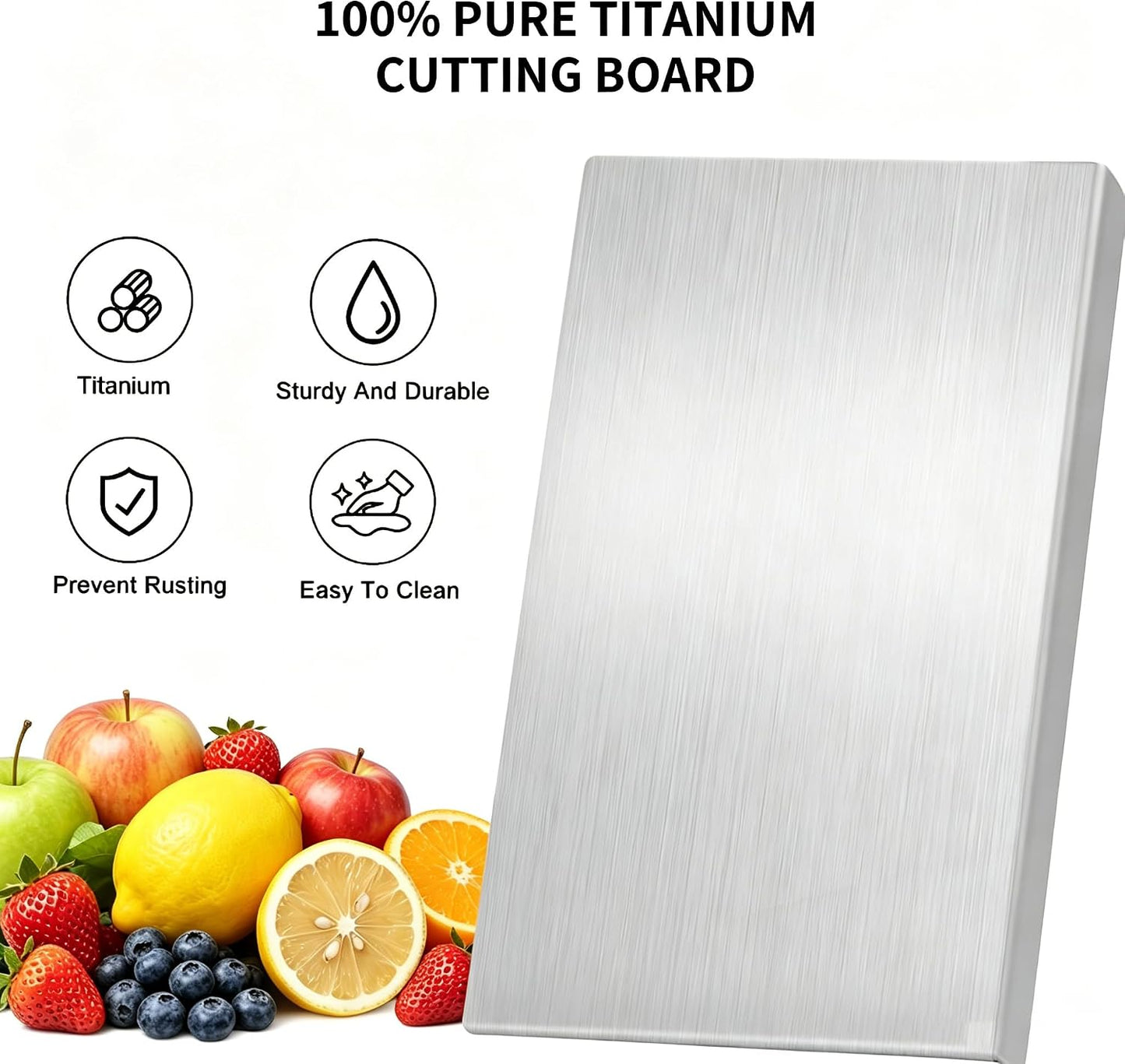 Titanium Cutting Board for Kitchen,Katuchef 100% Pure Titanium Cutting Board,Double-Sided Food-Grade Metal Chopping Boards,Easy to Clean, Non-Stick & Odor-Resistant(19.7" X 15.7"/ 50 X 40cm)