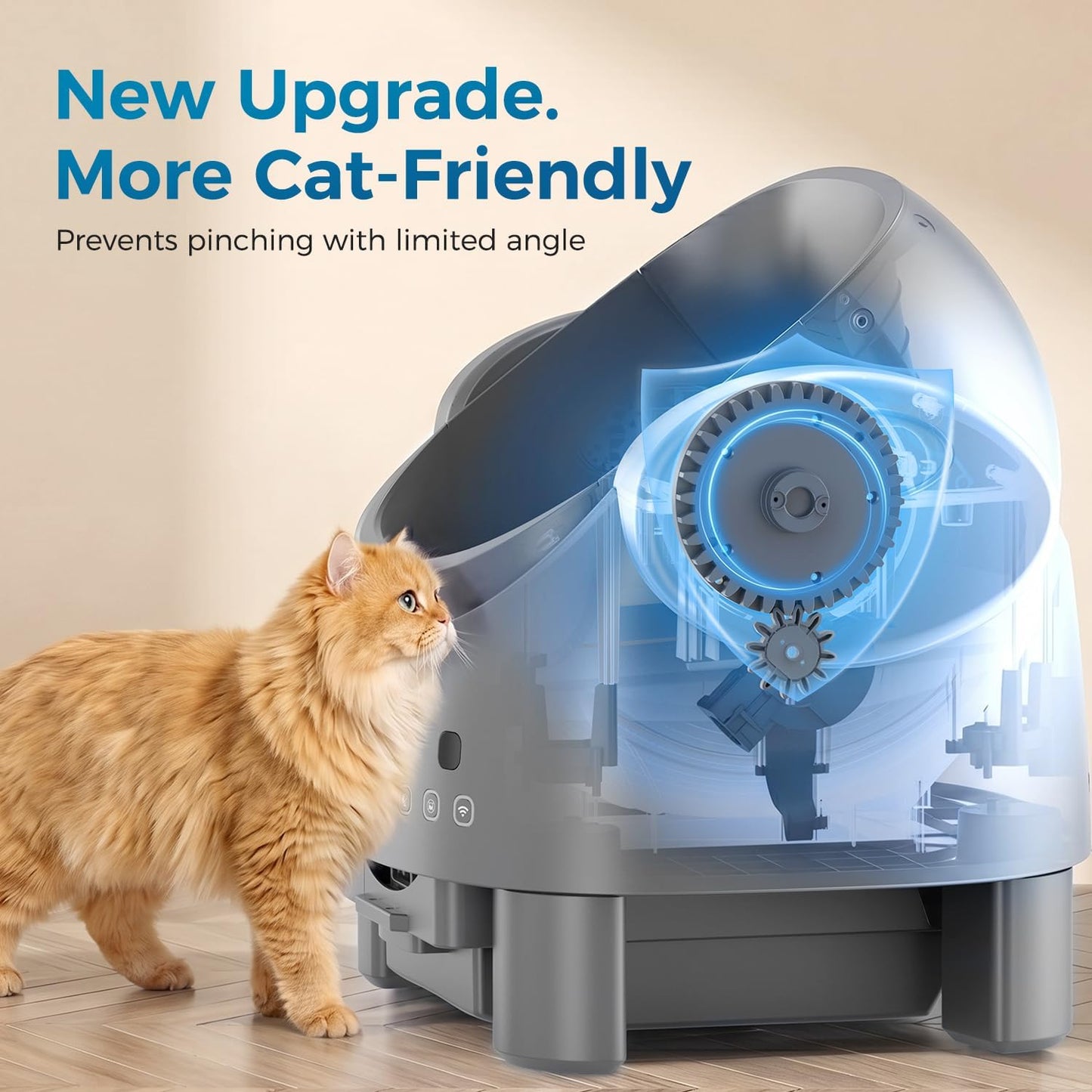 Open-Top Self-Cleaning Cat Litter Box, Automatic Cat Litter Box with APP Control, Odor-Free Waste Disposal Includes Trash Bags