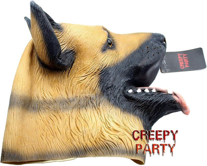 Dog Head Mask Halloween Party Dog Costume Masks Mask Underdog Costume Latex Animal Head Mask (German shepherd)