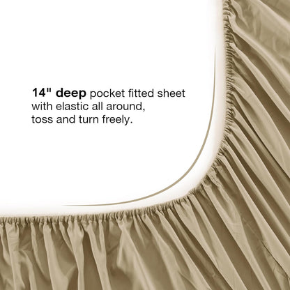 Viviland Floral Queen Sheet Set - 4 Piece Vintage Pink & Yellow Flower Patterned Bed Sheets - Soft, Breathable Microfiber Sheets with Deep Pocket, Non-Slip Fitted Sheets & Pillowcases