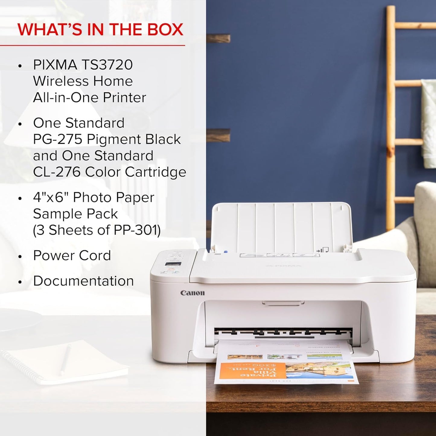 Canon PIXMA TS3720 Wireless All-in-One Printer - White