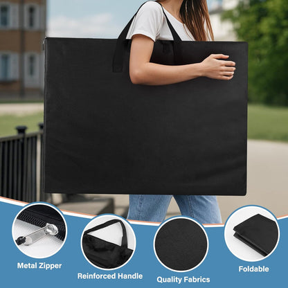 ZKOO Large Size Art Portfolio Bag, Light Weight Art Canvas Portfolio Case with Nylon Shoulder Strap, Carrying Storage Case for Artwork, Poster, Sketching, and Drawing (24"*36"-Black)