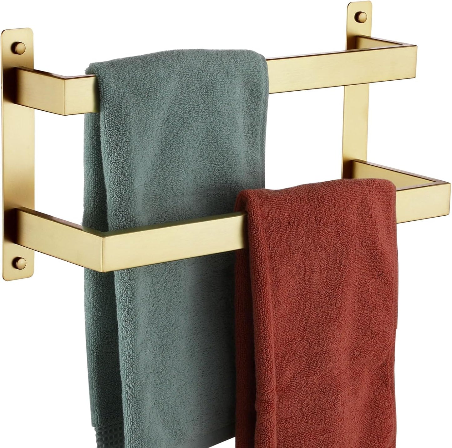 KOKOSIRI Towel Bars Black Bath Towel Holders 20 Inches Bathroom 2-Tiers Ladder Towel Rails Wall Mounted Towels Shelves Rack Stainless Steel, B5008BK-L20