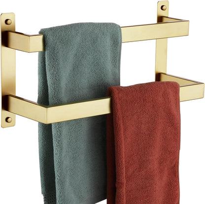 KOKOSIRI Towel Bars Black Bath Towel Holders 20 Inches Bathroom 2-Tiers Ladder Towel Rails Wall Mounted Towels Shelves Rack Stainless Steel, B5008BK-L20