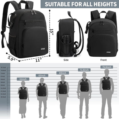 IPEB Camera Backpack Bag with Tripod Holder Water Resistant Camera Cases Photography Backpack Anti-Theft for DSLR Camera