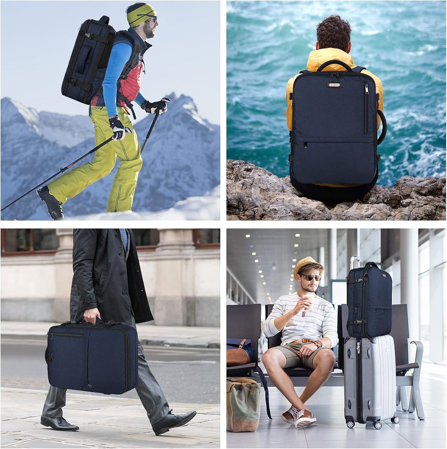 Mogplof Carry on Backpack, Airline Flight Approved Travel Backpack for Men, WOmen 40L Extra Large Expandable Water Resistant Backpack Lightweight Daypack Perfect Fit for 17 17.3 Inch Laptop, Black