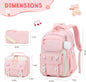 DIGOBAY Girls Backpack, School Backpack for Girls with Lunch Box Pencil Case Set for Teen Kids Girl Elementary Primary Middle High College School Bookbag with Cute Pins Pink