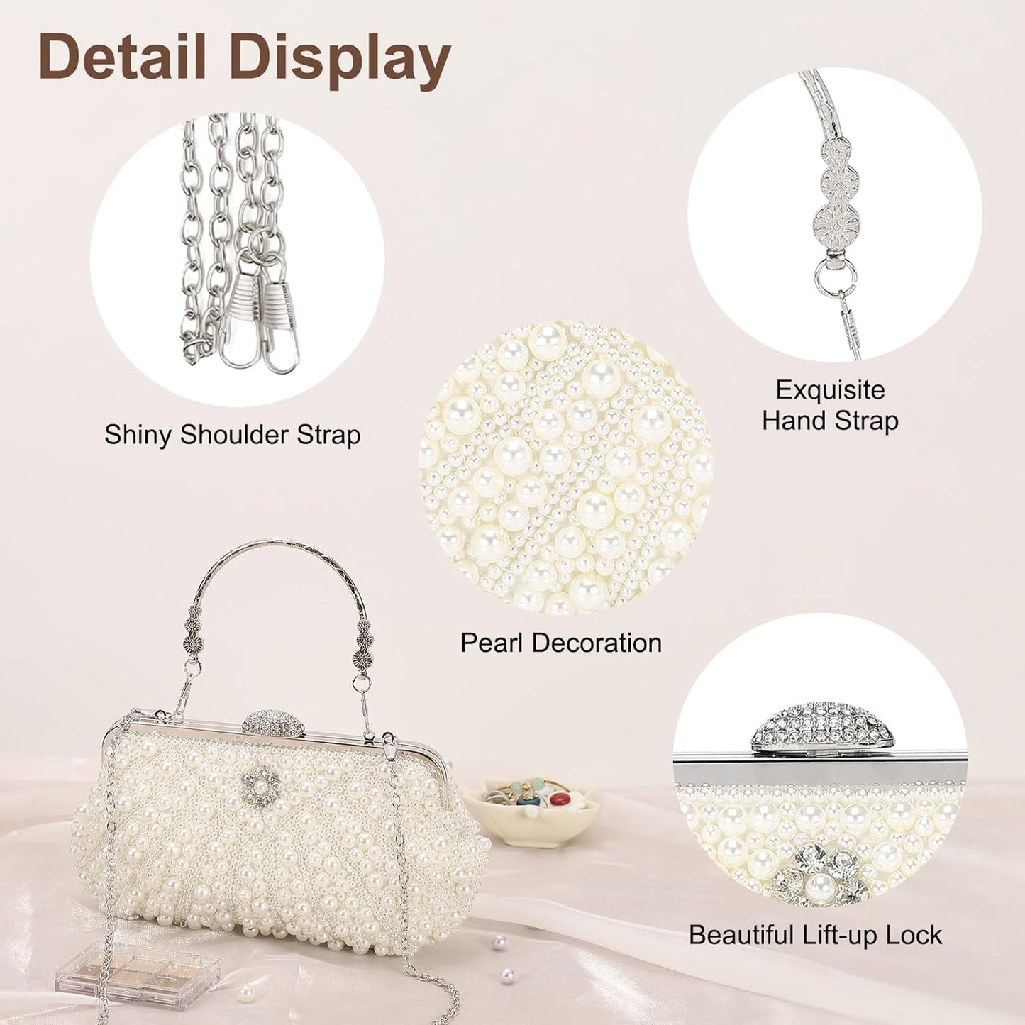 DTGN Clutch Purse Evening Clutch Bag Handbag Cross Body Bag for Women Formal Wedding Club