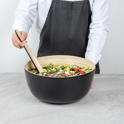 Restaurantware-Bambuddha 51 Ounce Extra Large Salad Bowl, 1 Heavy-Duty Round Salad Bowl - Sustainable, Reusable, Blue Bamboo Serving Dish, for Serving Salads, Fruits, and Appetizers