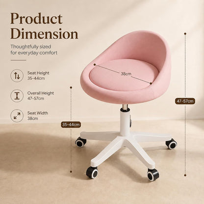 Rolling Stool with Backrest, Adjustable Swivel Stool with Wheels
