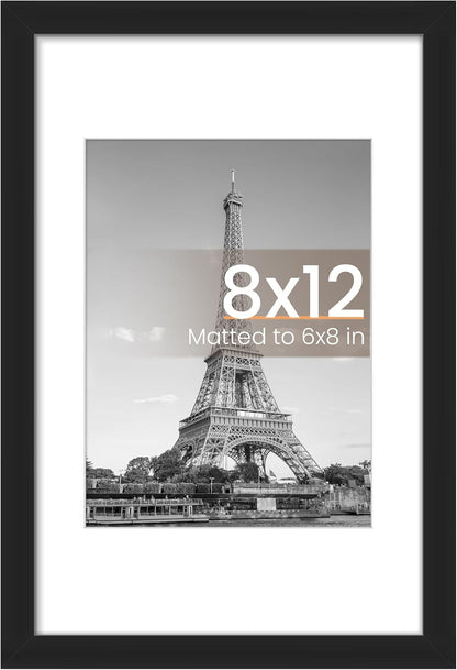 upsimples 11x14 Picture Frame, Display Pictures 8x10 with Mat or 11x14 Without Mat, Wall Hanging Photo Frames, Black