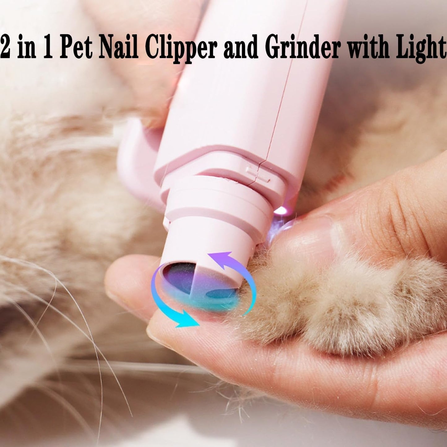 Pupnourish Nail Trimmer, Pupnourish Nail Clippers, 2 in 1 Rechargeable Electric Nail Clipper and Grinder with Light, Safe and Precise Dog & Cat Nail Grooming Tool (Green)