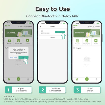 Nelko Label Maker Machine with Tape, P21 Portable Bluetooth Label Printer, Wireless Built-in Cutter Sticker Maker Mini Label Makers with Multiple Templates for School Organizing Office Home, White