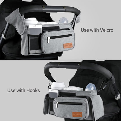 Universal Stroller Organizer with Insulated Cup Holder by Momcozy - Detachable Phone Bag & Shoulder Strap, Fits for Stroller like Uppababy, Baby Jogger, Britax, BOB, Umbrella and Pet Stroller