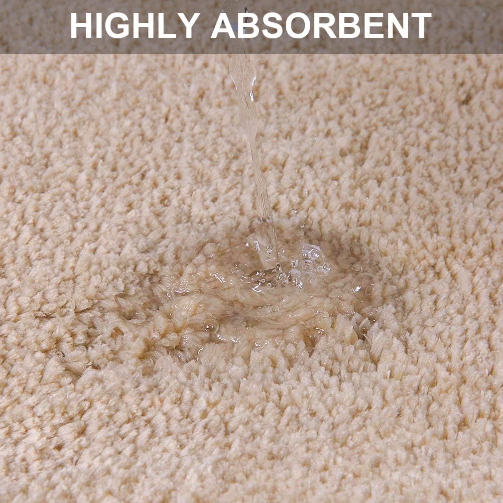 Bathroom Rugs Non-Slip Bath Mat Ultra Soft Absorbent Microfibers Bath Rugs Super Thick Plush Bathroom Runner Machine Washable Bath Mats Carpet for Bathroom Tub Shower Floor (24" x 36",Beige)