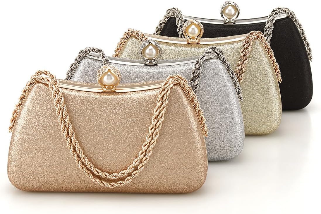 Buric Evening Clutch Bag for Women Glitter Shiny Dress Purse Wedding Bride Handbags Evening Clutches for Cocktail Party