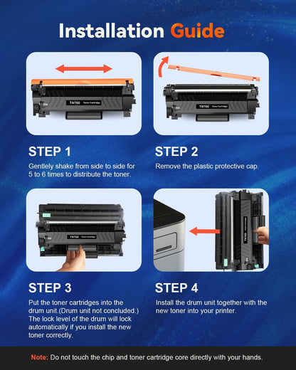 [with CHIP] TN760 Toner Cartridge Replacement for TN 760 TN-760 TN730 Toner Compatible with DCP-L2550DW MFC-L2710DW HL-L2370DW HL-L2390DW MFC-L2750DW HL-L2390DW HL-L2350DW (2 Black)