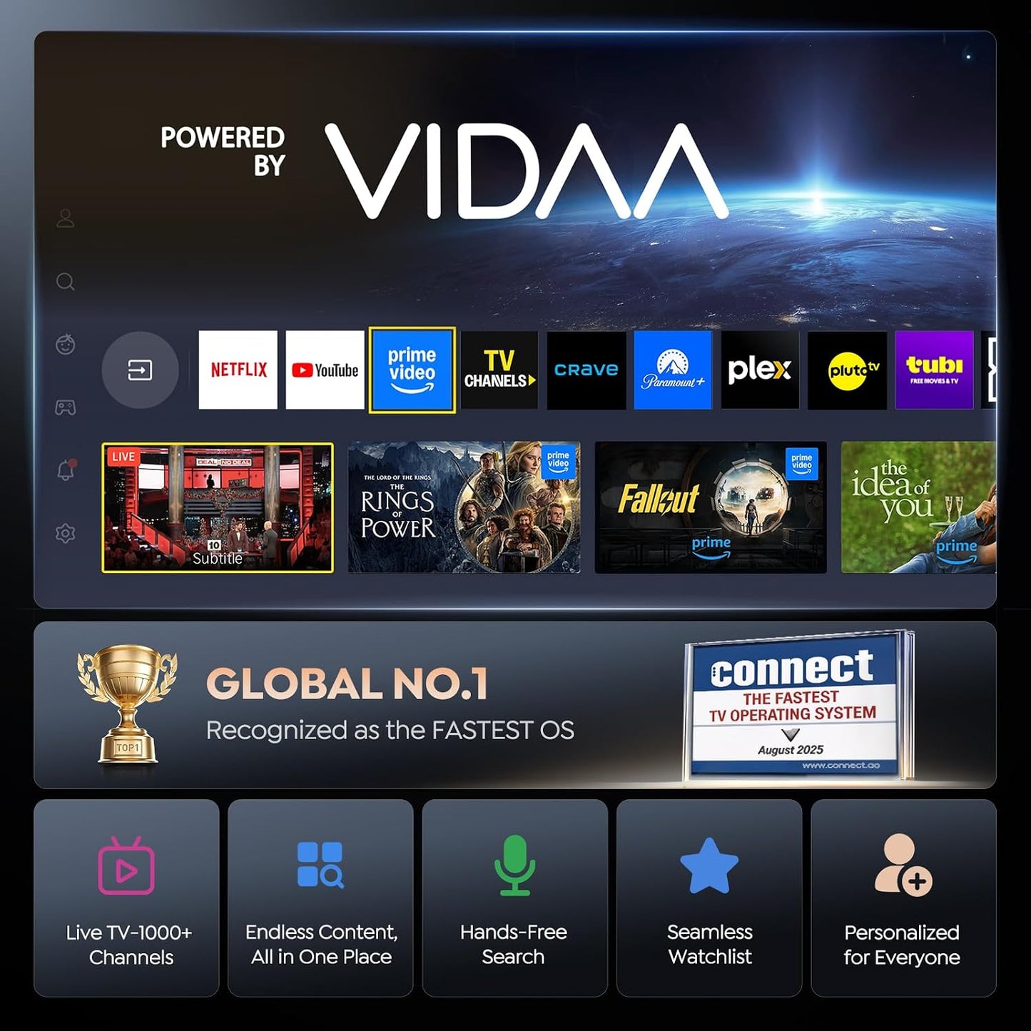 Smart Projector 4K【VIDAA Live TV|36W Dolby】Outdoor Projecteur with WiFi6 & Two Way Bluetooth, 1080P Short Throw Proyector Competible with Netflix|AI Auto Focus & Keystone|HDR10 for Movie/Home/Bedroom