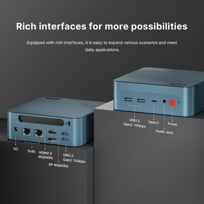 BOSGAME Mini PC Intel Core i5 12600H(12C/16T, up 4.5GHz), 32GB DDR4 RAM 512GB PCIe SSD, Mini Desktop Computers Dual LAN/4x USB3.2/WiFi6E/BT5.2/HDMI+DP+USB-C/4K Triple Display