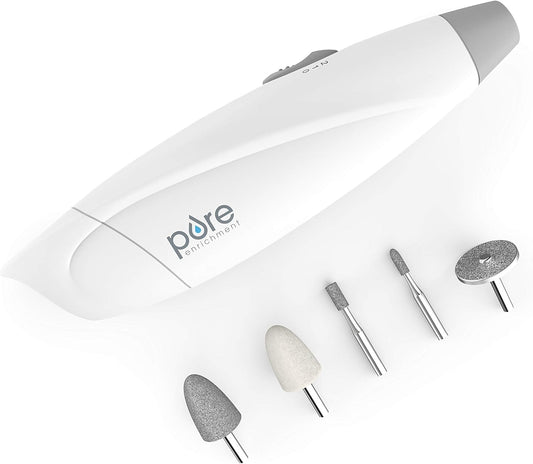 Pure Enrichment PureNails Express Cordless Manicure and Pedicure System - Portable, Battery-Powered Nail File with 5 Interchangeable Attachments, 2 Speeds and Storage Bag - Ideal for Travel & Home