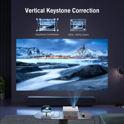 XuanPad Projector, 2023 Upgraded Mini Projector, Portable Video Projector HD 1080P Supported, 55000 Hours Home Projector, Compatible with TV Stick, HDMI, VGA, USB, AV, Laptop, iPhone, Android, White