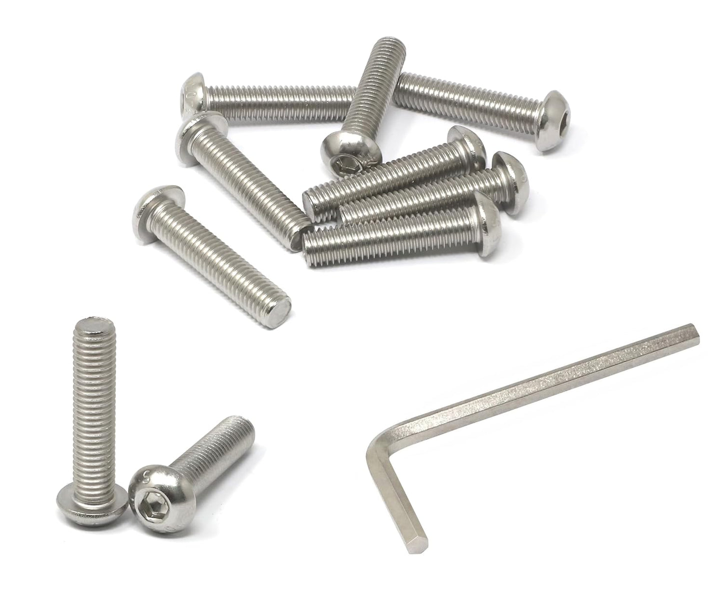 iexcell 50 Pcs M6 x 20mm Thread Pitch 1 mm Stainless Steel 304 Hex Socket Button Head Cap Screws Bolts Kit