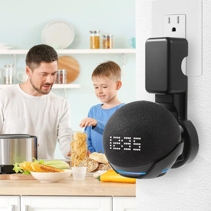 ZUOLACO Wall Mount Holder for Echo Dot 5th Generation, Outlet Wall Mount Stand for Echo Dot 5th/4th Gen, No Screws or Drilling Needed, Space-Saving Dot Accessories with Cable Hidden Storage, Black
