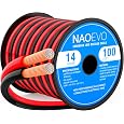 NAOEVO 16 Gauge Wire 2 Conductor Electrical Wire, 16 AWG Stranded PVC Cord, 12V Low Voltage/Tinned Copper/Flexible Cable for Automotive Wiring, Lamp Cord, Marine Cable (50FT)