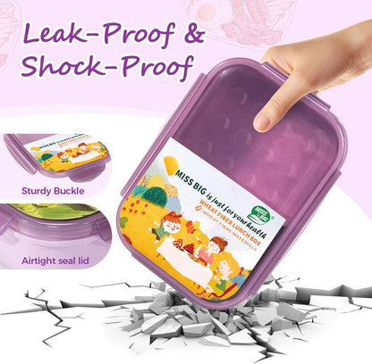 MISS BIG® Bento Box,Lunch Box Adult,Ideal Leak Proof Lunch Containers,Mom's Choice Lunch Box for Kids,No BPAs and No Chemical Dyes,Microwave and Dishwasher Safe Lunch Container (1900ml White)