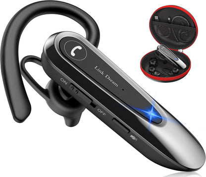 Bluetooth Earpiece Link Dream Wireless CVC8.0 Headset for Cell Phone Dual Mic Noise Canceling Handsfree Phone Earpiece w/Mute 20Hrs Talk Time 180 Days Standby for iPhone Android Home Office Driving