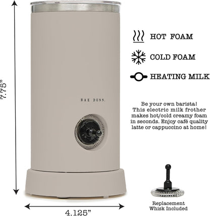 Rae Dunn - Electric Milk Frother - Elegant Automatic Milk Steamer and Frother, Milk Warmer, Hot and Cold Frothing Machine for Coffee, Latte, Cappuccino, Macchiato,