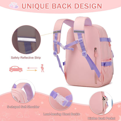 FIXITOK Girls Backpack Set, 3PCS Kids Backpack for Girls, Kawaii Bunny School Backpacks for Girl Kindergarten Elementary Preschool Middle School Bags with Lunch Box Pencil Case Aquamarine