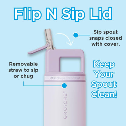 GROSCHE Alpine Flip 'N Sip 16oz Insulated Water Bottle - Stainless Steel, Leakproof Flask with Straw - Perfect for Gym, Travel, Sports & Outdoor Use, Canadian Brand! - 16 fl. oz, Scuba Blue