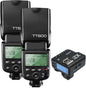 Godox 2pcs TT600 HSS 1/8000S 2.4G Wireless GN60 Flash Speedlite Built in Godox X System Receiver with X2T-C Trigger Transmitter Compatible Canon Camera