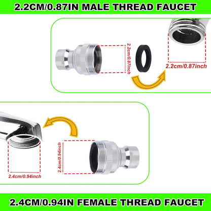 lasuroa 2pcs Portable Dishwasher Sink Faucet Adapter with Aerator, Chrome Adapter Kitchen Hose Attachment Connection for 15/16-27 Male or 55/64-27 Famale