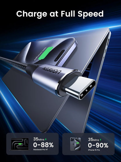 UGREEN 240W USB C to USB C Cable 10Gbps USB C 3.2 Cable 4K 60Hz Video Output Fast Charging Compatible with iPhone 16 15 Pro Max, NVMe SSD, Monitor, Galaxy S25 S24 S23 Ultra, MacBook Pro, 3ft (1M)