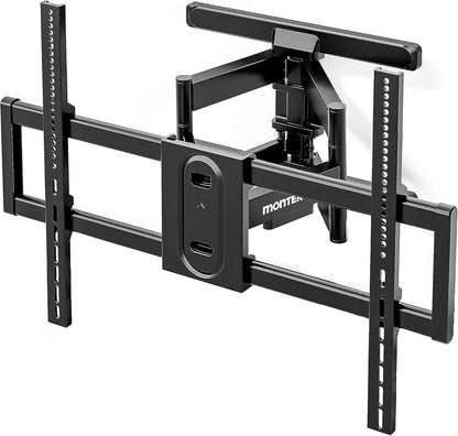 monTEK Heavy Duty TV Wall Mount for 43"–100" TVs, Pre-Assembled & 132lbs 4X Tested, Full Motion TV Mount with Tool-Free Tilt/Swivel/Extension, Max VESA 800x600, Fits 16"/18" Studs - PuriLite