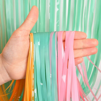 BRAVESHINE Pink Glitter Tinsel Foil Fringe Curtain - 2 Pcs 3.2x8.2 ft Metallic Party Supplies Photo Backdrop for Girl Princess Birthday Unicorn Bachelorette Butterfly Bridal Shower Party Decorations