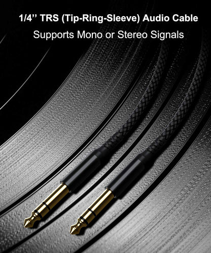 Elebase 1/4 Inch TRS Instrument Cable 10ft 2Pack,Straight 6.35mm Guitar Bass AMP Cord,Quarter inch Male Jack Stereo Audio Balanced TRS Line for Electric Guitar,Bass,Keyboard,Mixer,Amplifier,Speaker