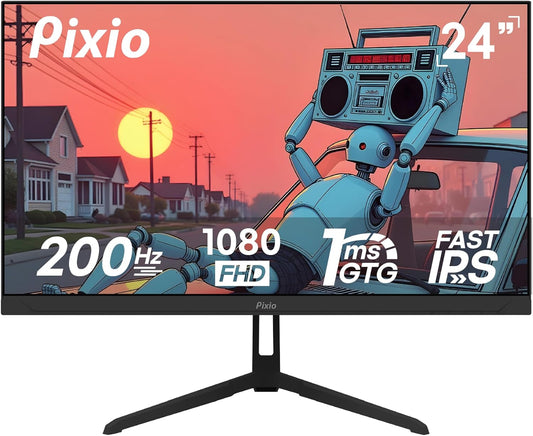 Pixio PX248 Wave 24 inch 200Hz Refresh Rate FHD 1080p Resolution Fast IPS Panel 1ms GTG Response Time Adaptive Sync Gaming Monitor with Adaptive Sync