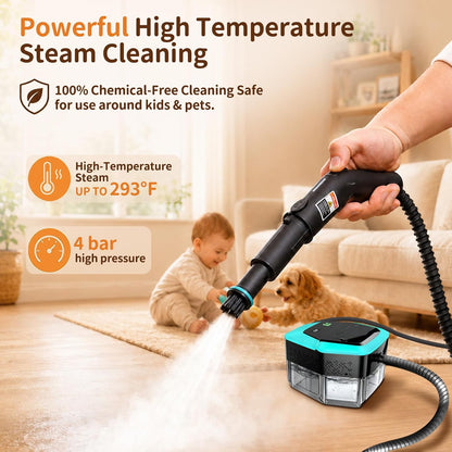 Steam Cleaner Handheld 3Level Adjustable Handle 15s Heat-Up 1.8L Large Tank