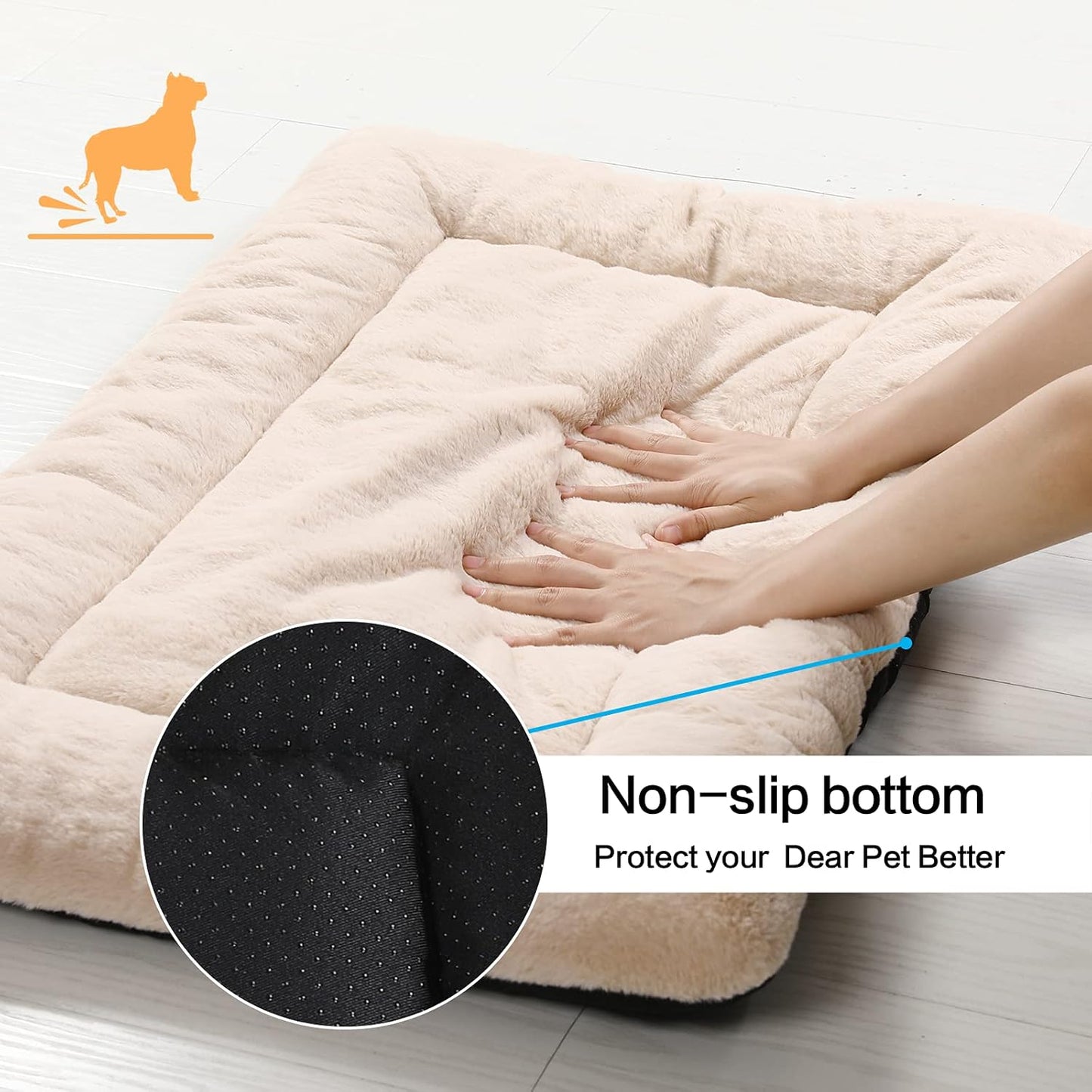 VERZEY Medium/Large Dog Bed Mat Crate Pad, 36" Metal Crates Fit, Ultra-Soft, Machine Washable & Anti-Slip Kennel Mat, Cozy Sleeping Mat for Medium/Large Dogs, Gray, 36L x 23W x 1H Inches