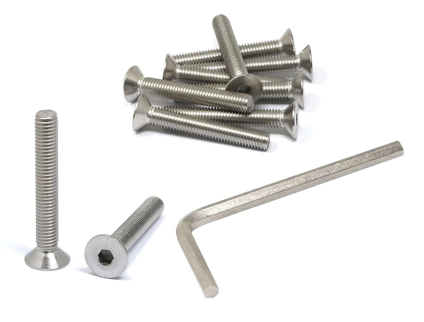 iexcell 5 Pcs M8 x 80mm Thread Pitch 1.25 mm Stainless Steel 304 Hex Socket Flat Head Cap Screws Bolts Kit