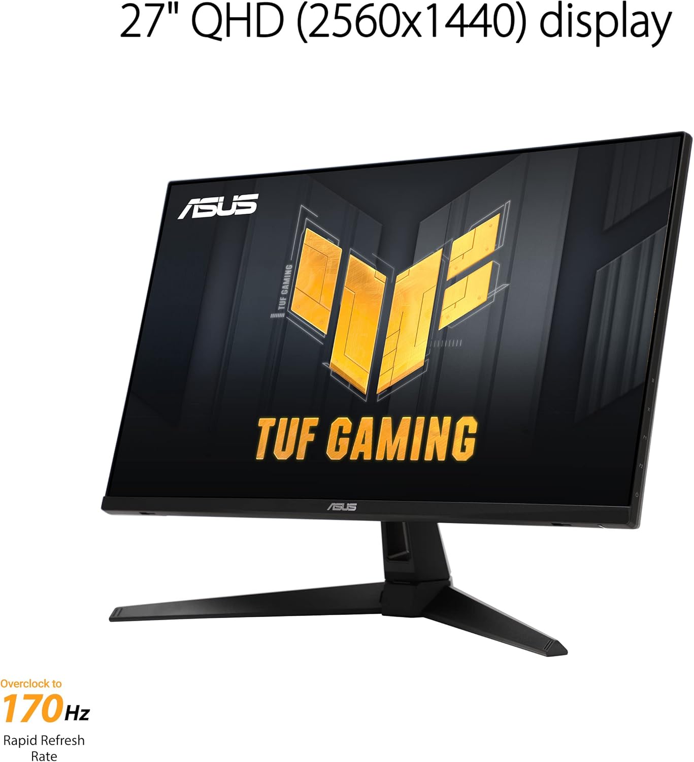 ASUS TUF Gaming 27” 1440P Gaming Monitor (VG27AQM1A) - QHD (2560x1440), 260Hz, 1ms, Fast IPS, ELMB Sync, Freesync Premium, G-Sync compatible, Variable Overdrive, 90%DCI-P3, DisplayHD 400, 3yr warranty