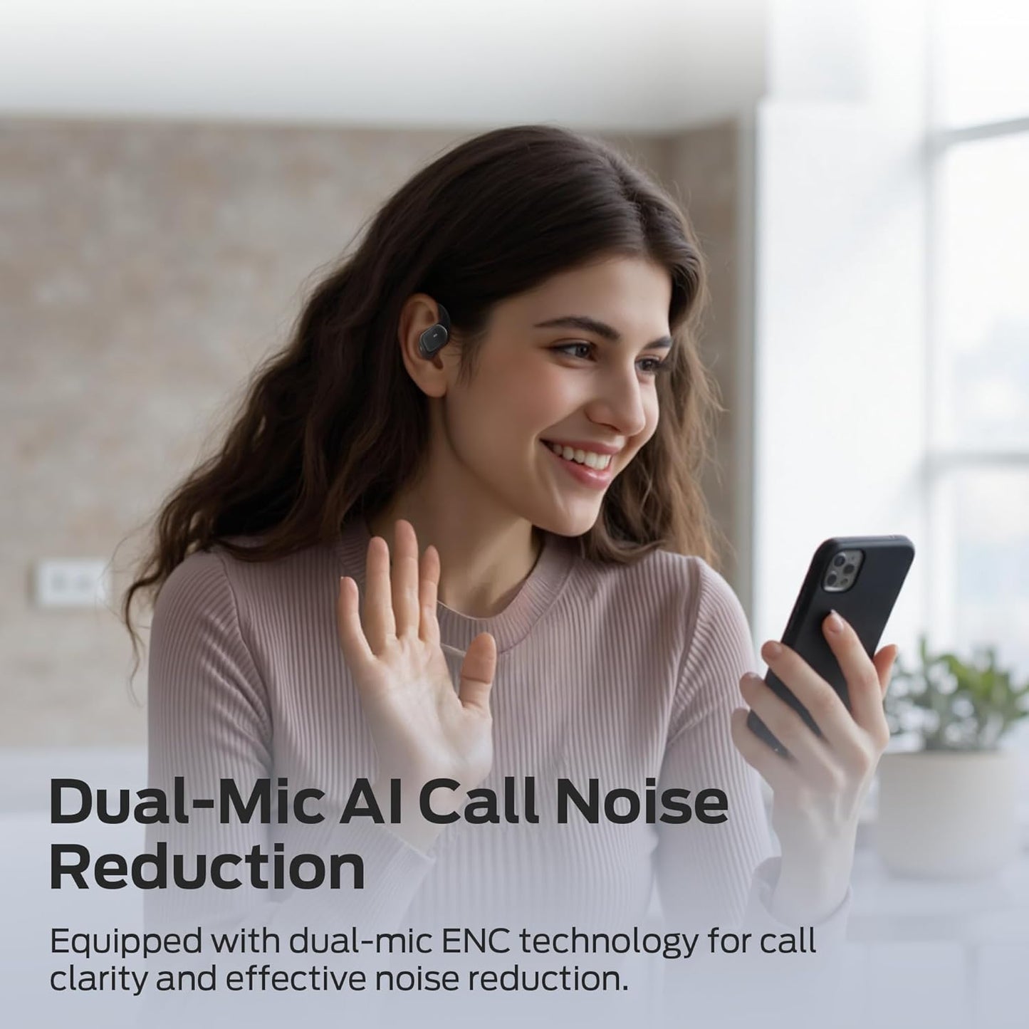 Monster Open Ear AC326 Headphones, Bluetooth 6.0 Wireless Earbuds with Dual-Mic Clear Calls, Air Conduction Headphones with Ear Hooks, Spatial Audio, Snug Fit, 35H Playtime, IPX5 for Sports, Black