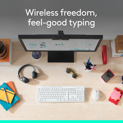 Logitech MK270 Wireless Keyboard and Mouse Combo for Windows, 2.4 GHz Wireless, Compact Mouse, 8 Multimedia and Shortcut Keys, 2-Year Battery Life, for PC, Laptop - Rose