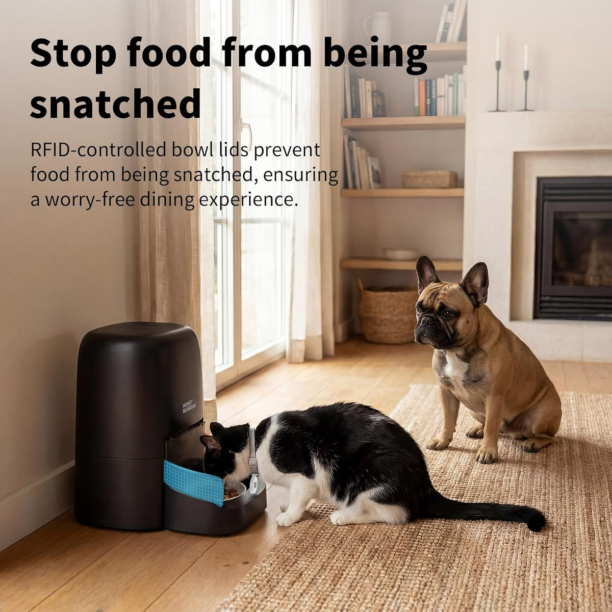 HoneyGuaridan RFID Automatic Cat Feeder, Cat Feeder with Collar Tag Sensor