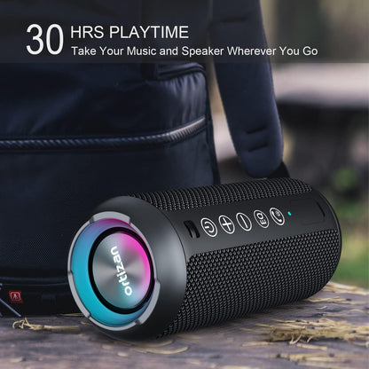 Ortizan Portable Bluetooth Speaker, IPX7 Waterproof Wireless Speaker with 24W Loud Stereo Sound, Outdoor Speakers with Bluetooth 5.0, 30H Playtime,66ft Bluetooth Range, Dual Pairing for Home