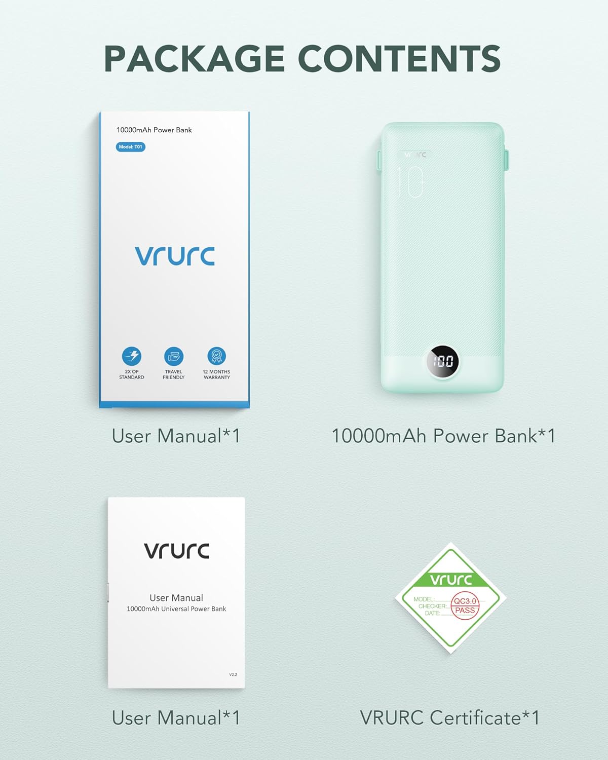 Portable Charger for iPhone, 10000mAh Power Bank with Built-in Cables & AC Wall Plug, USB C Phone Charger 5 Output External Battery Pack Compatible with iPhone Samsung Google Pixel Android -White