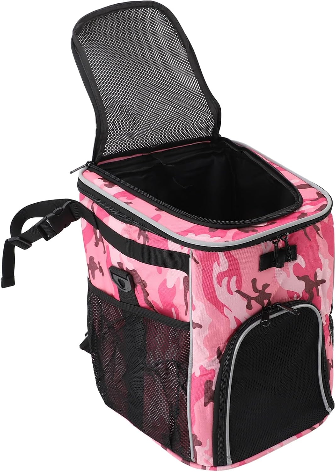 Dog Bike Basket, Waterproof Pet Bike Carrier, Removable Front Carrier Backpack with Side Pockets, Protable Pet Travel Bag for Outdoor, Road Trips, Dog Walking (Pink Camo)